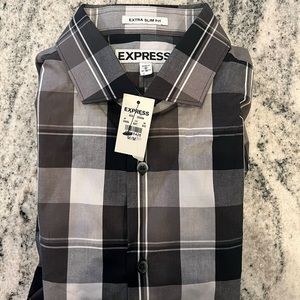 Express Mens extra slim fit plaid button down.